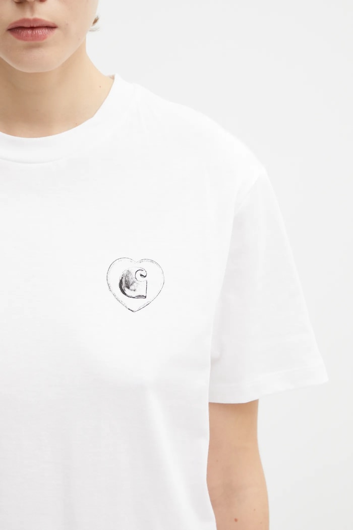 Памучна тениска Carhartt WIP W' S/S Hearts Of Hartts T-S бял I035477.02XX