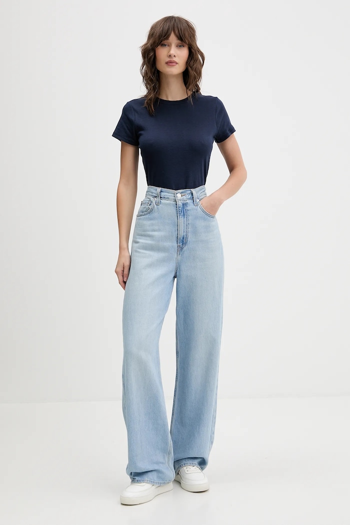 Bavlnené tričko Hollister Co. KI339.5073.200 tmavomodrá AW25