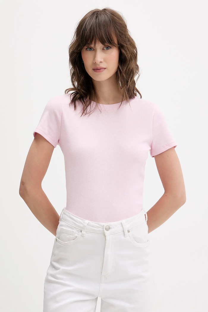 Majica kratkih rukava Hollister Co. slim roza KI339.5073.600