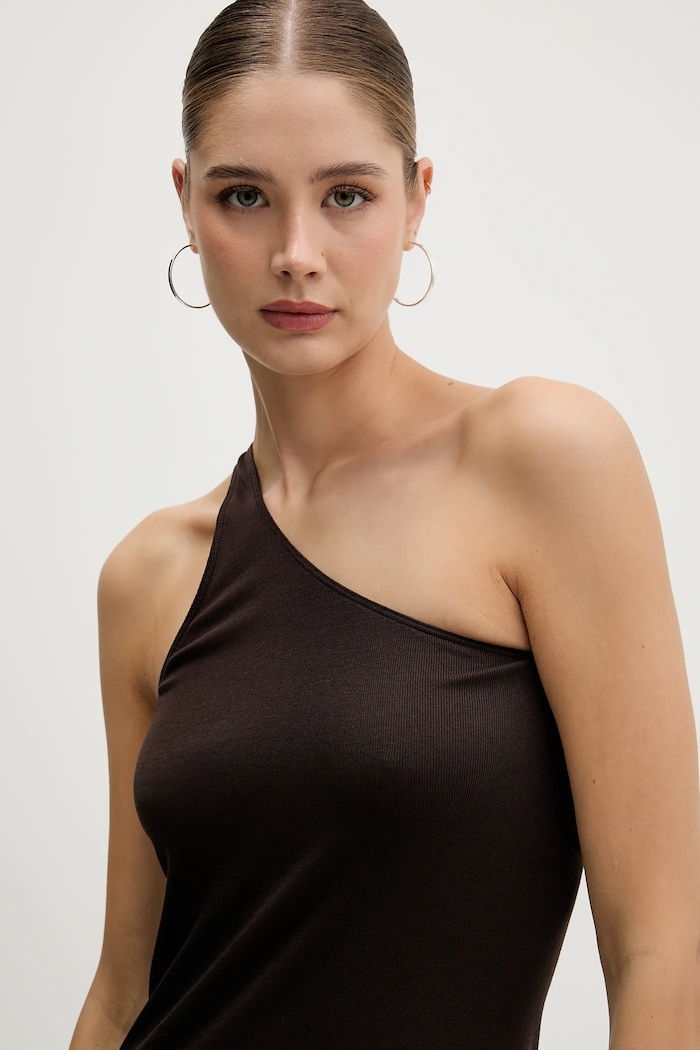 Top Rick Owens Lilies One Shoulder Tank hnedá LI02E3105.RV