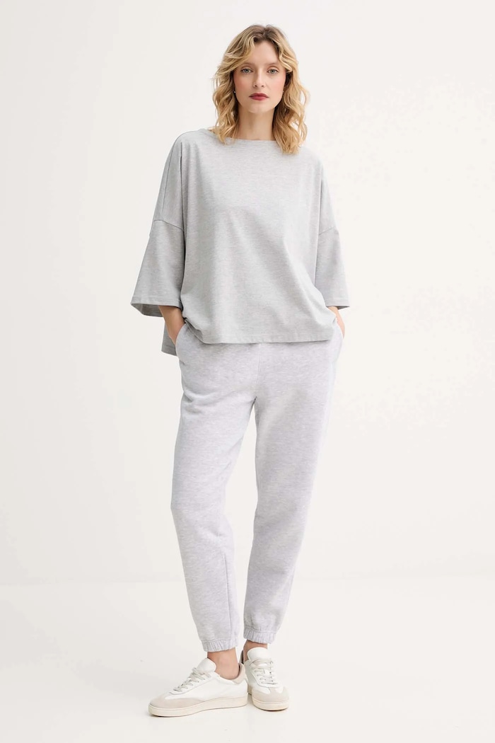 MUUV. tricou din bumbac MUUV. x Answear LONGSLEEV.OVERSIZE.OKAI gri AW25