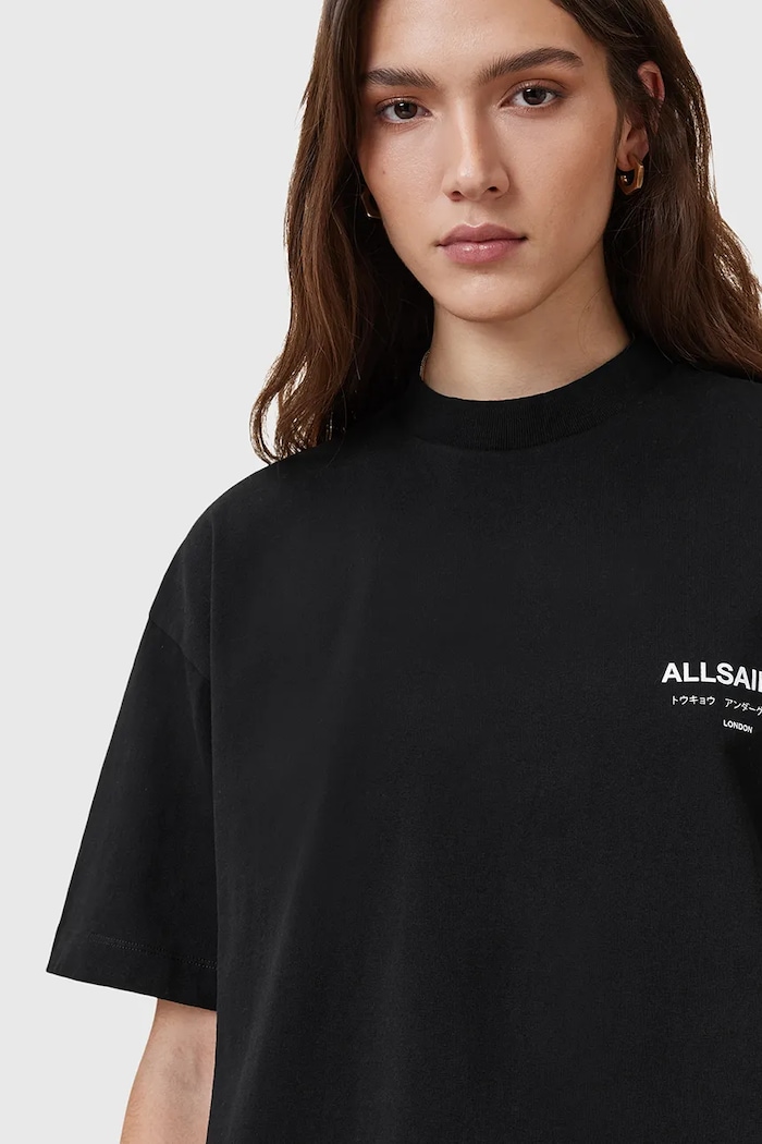 AllSaints t-shirt bawełniany W202JC czarny SS26