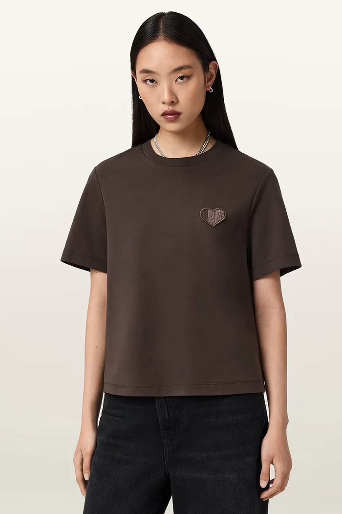 AllSaints tricou damă din bumbac uni maro W205JC