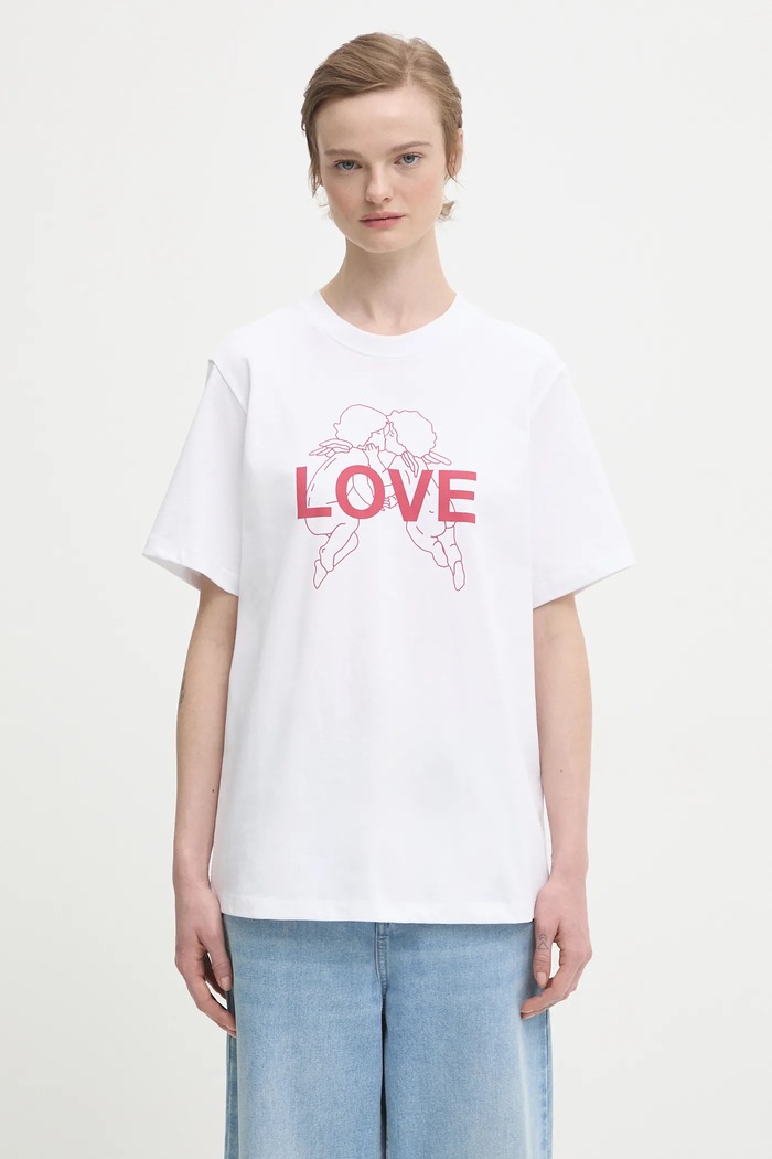 Fiorucci t-shirt in cotone Kissing Angels Love Print Regular regolare bianco W25FWJTS001CJ01WH03