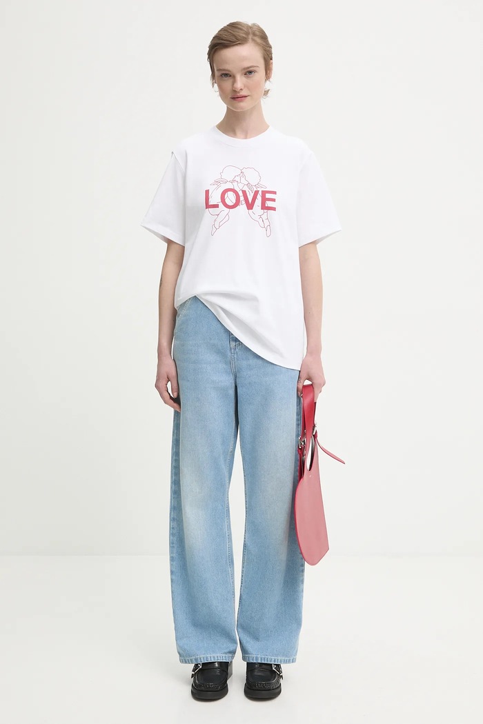 Fiorucci t-shirt in cotone Kissing Angels Love Print Regular W25FWJTS001CJ01WH03 bianco
