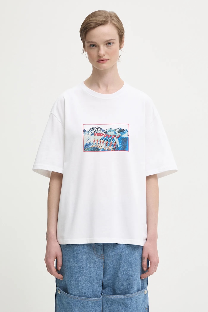 Βαμβακερό μπλουζάκι Fiorucci Winter Waterskiing Print Boxy χαλαρό λευκό W25FWJTS003CJ01WH01