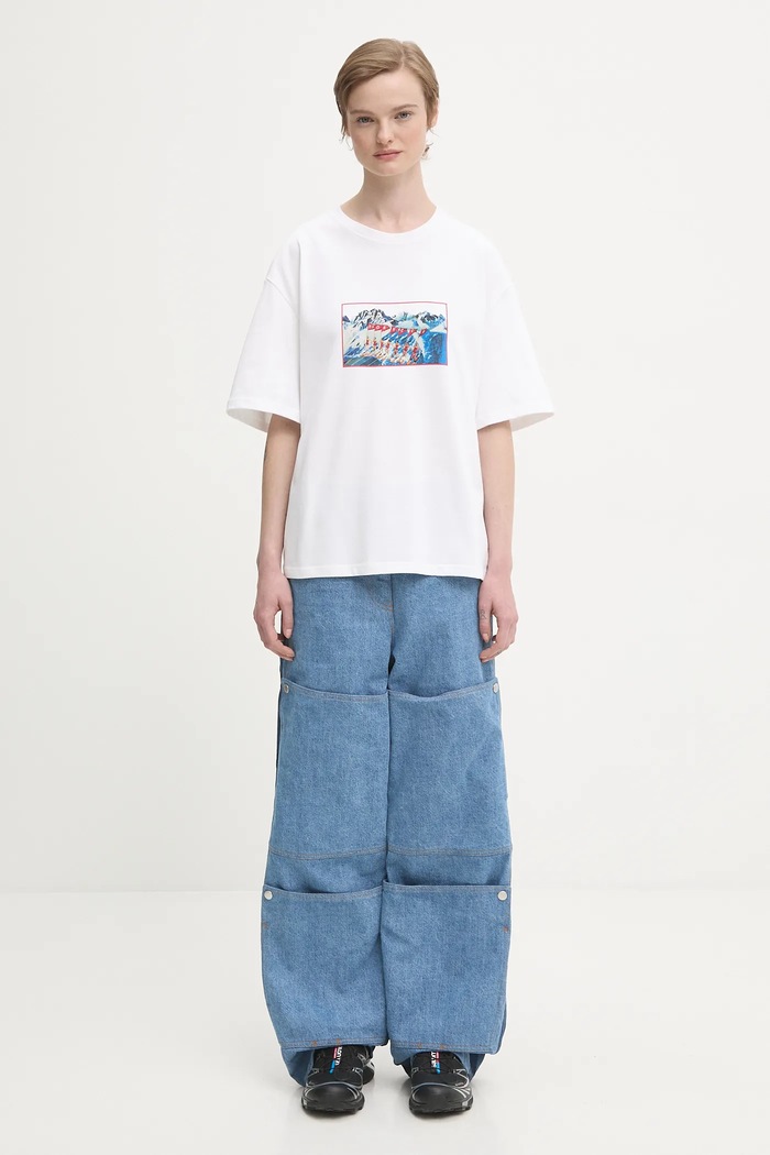 Βαμβακερό μπλουζάκι Fiorucci Winter Waterskiing Print Boxy W25FWJTS003CJ01WH01 λευκό