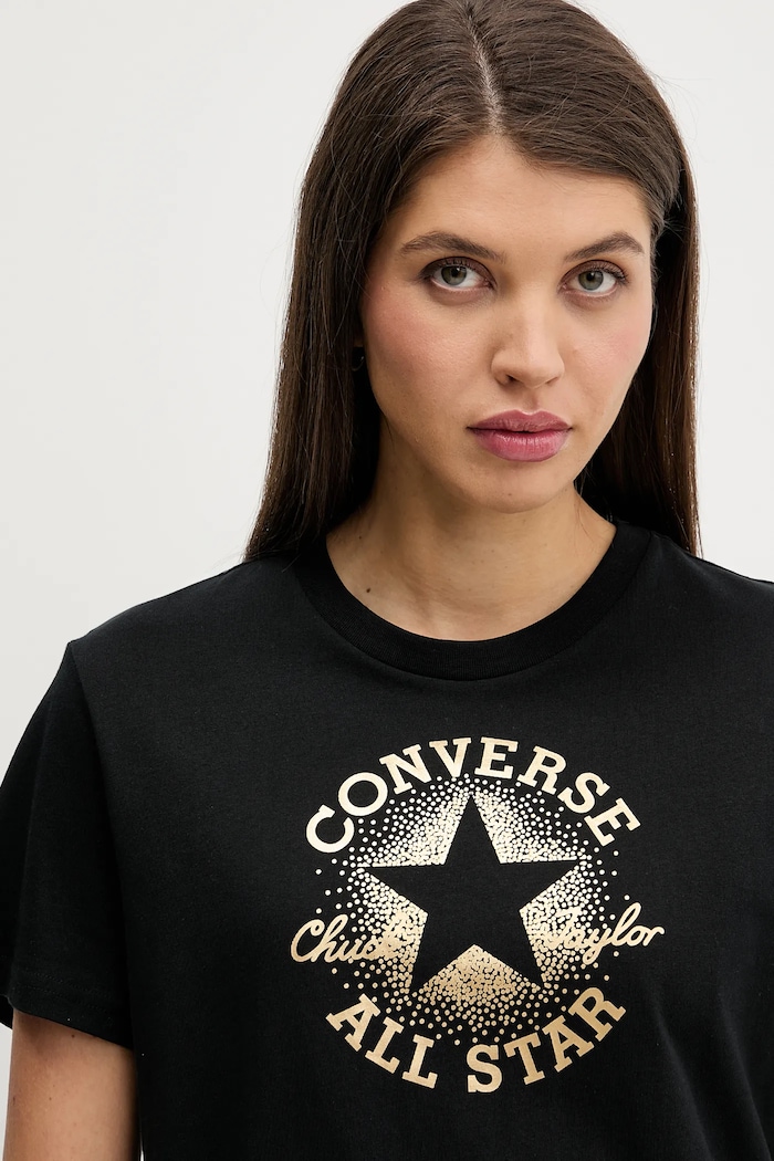Bavlněné tričko Converse černá CVW5T845