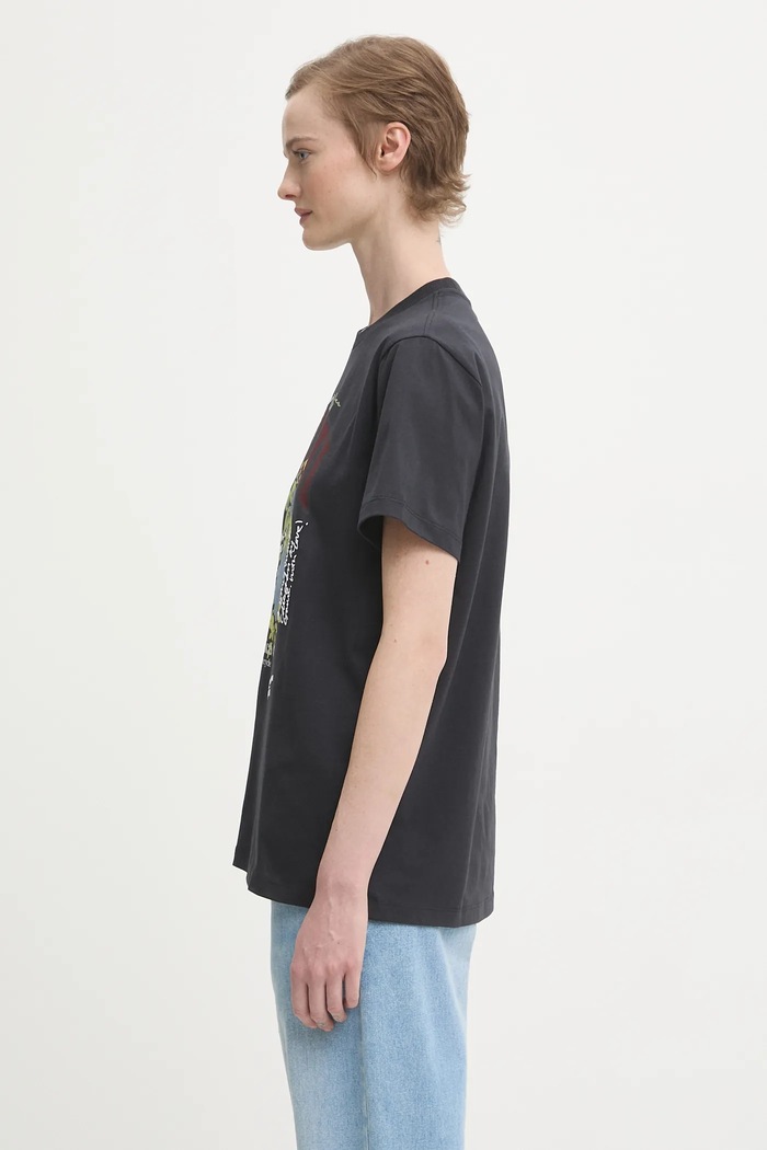 GANNI cotton t-shirt Basic Cotton Jersey Rose T4342 gray AW25