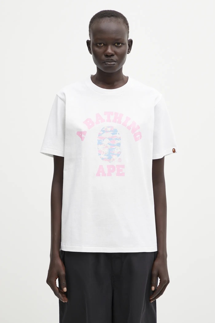 Бавовняна футболка A Bathing Ape Palm Tree Camo надрук білий 001TEL302025L