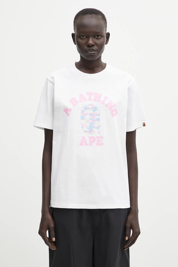 Бавовняна футболка A Bathing Ape Palm Tree Camo надрук білий 001TEL302025L