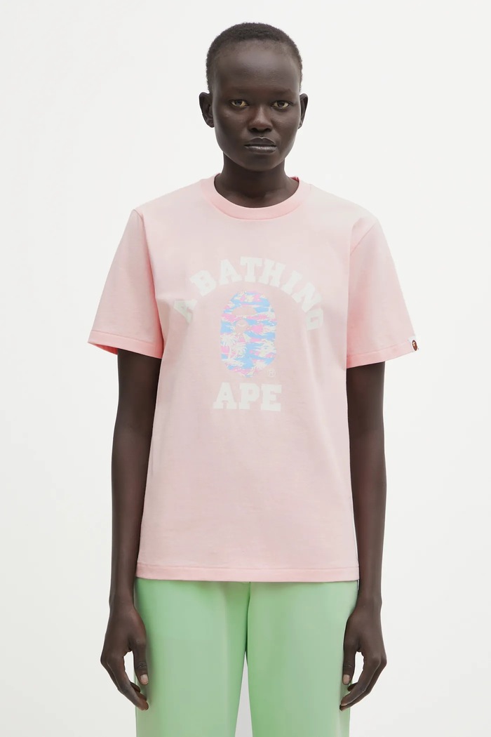 A Bathing Ape cotton t-shirt Palm Tree Camo relaxed pink 001TEL302025L