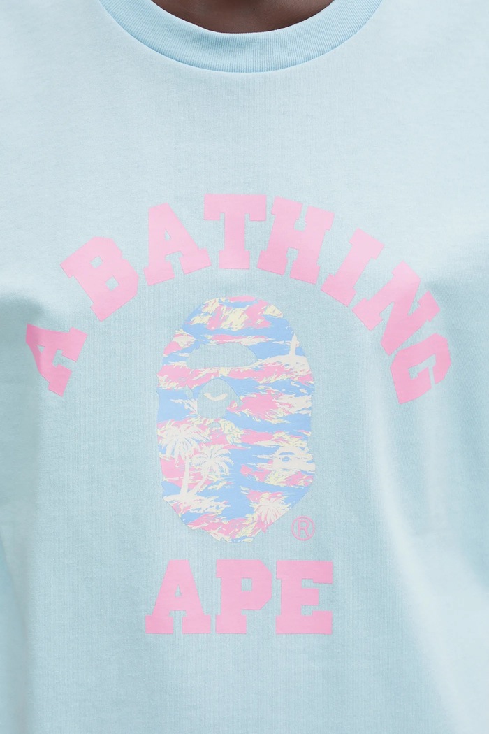 A Bathing Ape t-shirt in cotone Palm Tree Camo blu 001TEL302025L