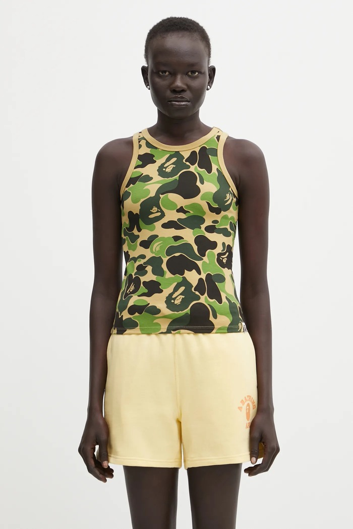 Βαμβακερό τοπ A Bathing Ape ABC Camo Tank Top slim πράσινο 1L30208001
