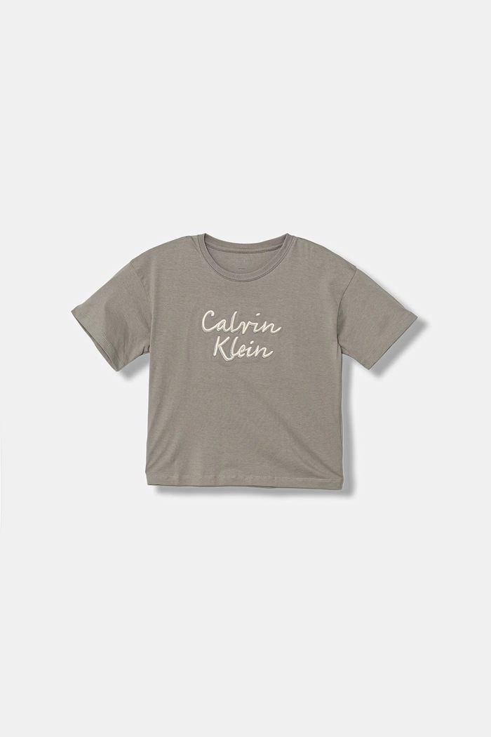 Calvin Klein Jeans t-shirt bawełniany dziecięcy aplikacja szary IG0IG02973.9BYA