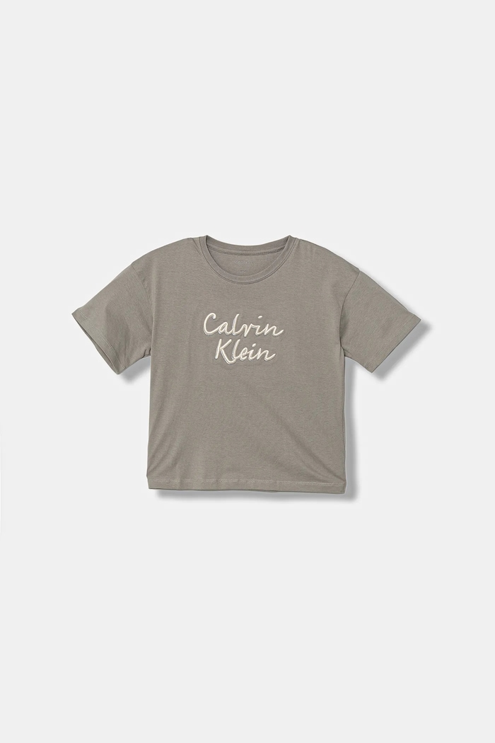 Calvin Klein Jeans t-shirt bawełniany dziecięcy aplikacja szary IG0IG02973.9BYA