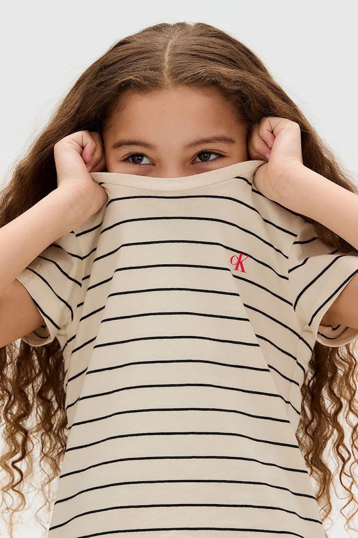 Dječja pamučna majica kratkih rukava Calvin Klein Jeans IG0IG02992.9BYA bež
