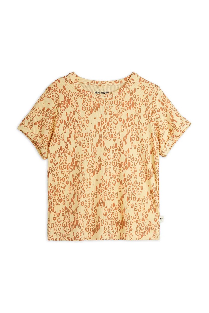 Dětské tričko Mini Rodini Mini leopard s elastanem hnědá 1100029313