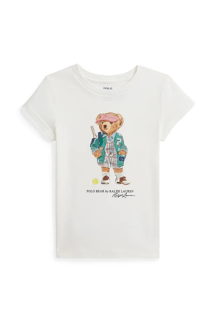 Памучна тениска Polo Ralph Lauren овално бял 312971122002