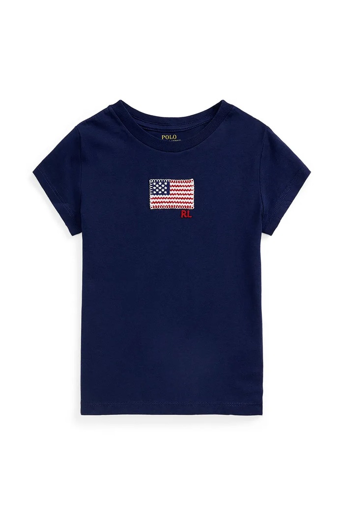 Polo Ralph Lauren t-shirt bawełniany dziecięcy nadruk granatowy 312971138002