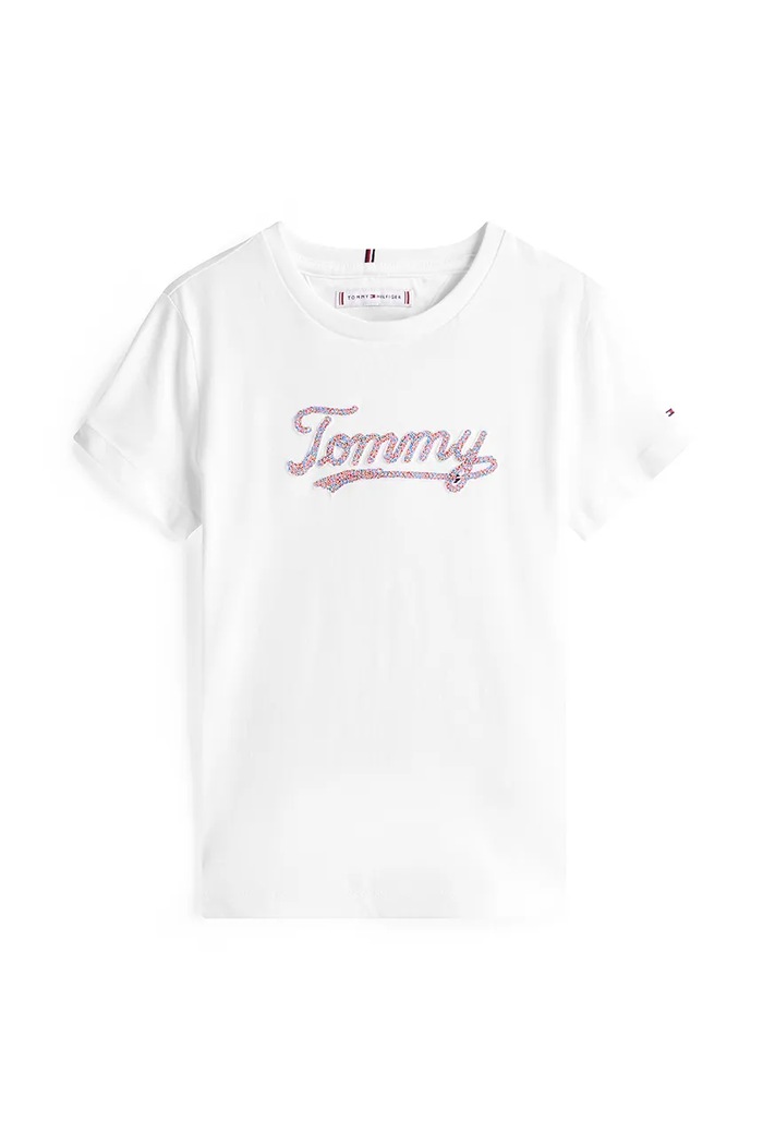 Βαμβακερό μπλουζάκι Tommy Hilfiger KG0KG08637.9BYA λευκό AW25