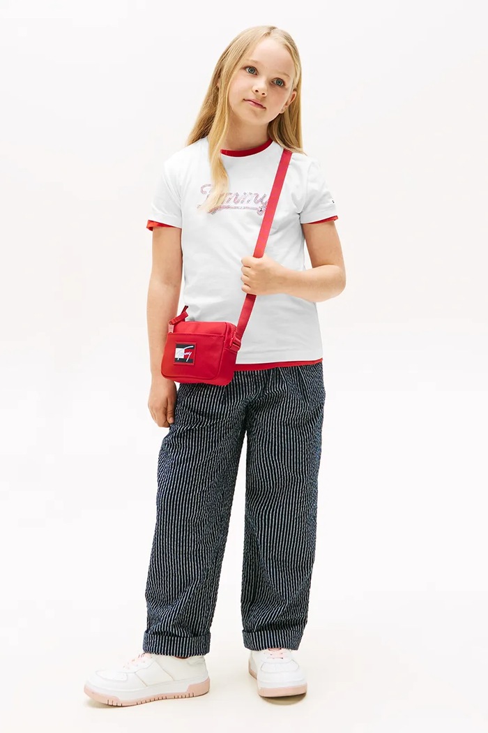 Κοριτσίστικα Βαμβακερό μπλουζάκι Tommy Hilfiger KG0KG08637.9BYA λευκό