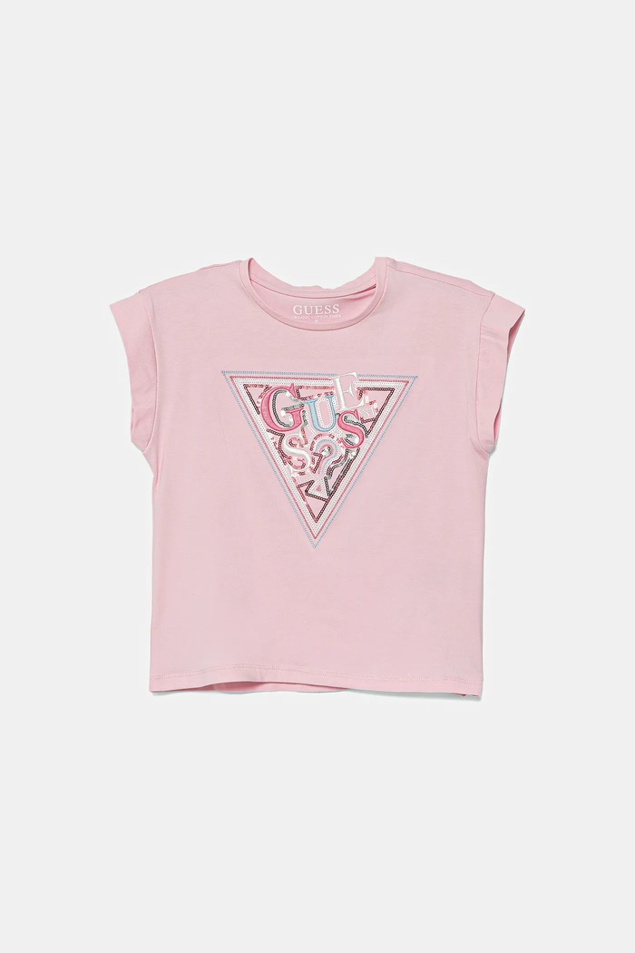 Guess t-shirt dziecięcy z elastanem różowy J5YI04.K6YW4.9BYA