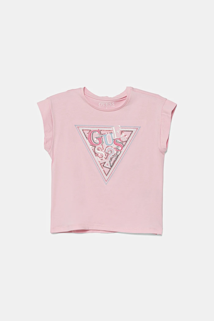 Guess t-shirt dziecięcy z elastanem różowy J5YI04.K6YW4.9BYA
