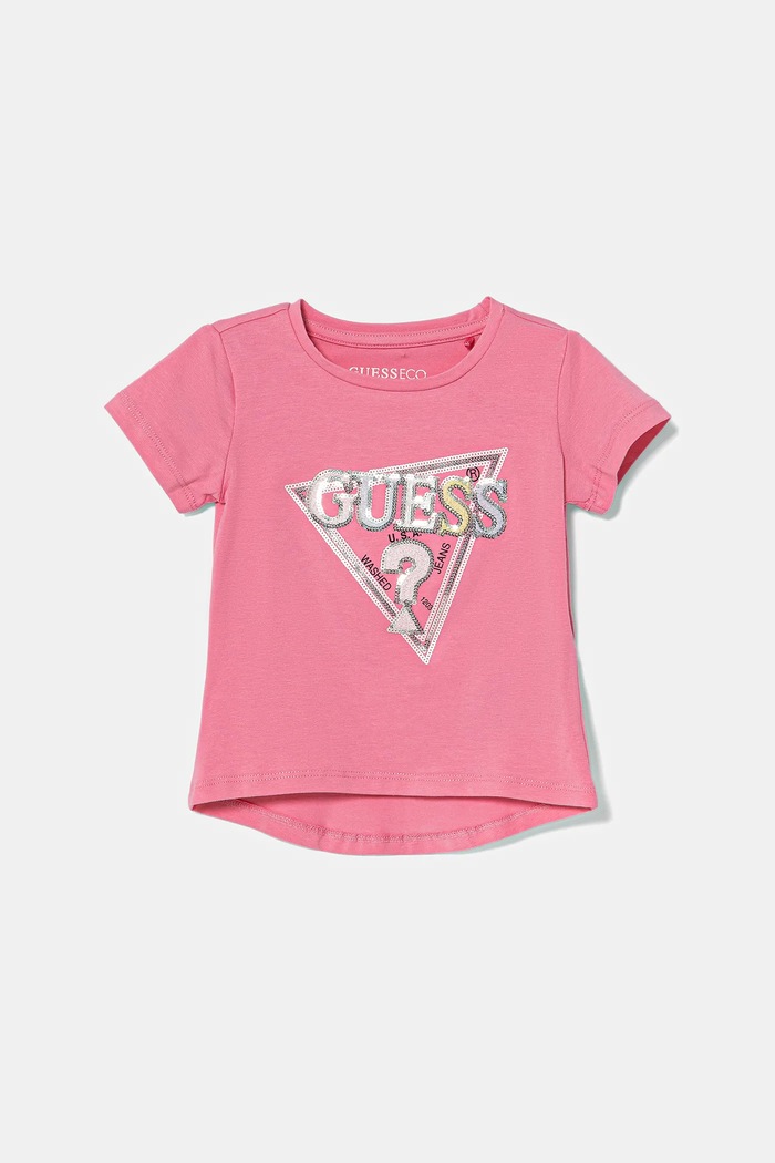 Guess t-shirt dziecięcy aplikacja różowy K5YI06.K6YW4.9BYA