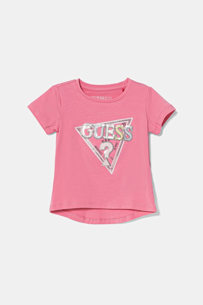 Guess t-shirt dziecięcy aplikacja różowy K5YI06.K6YW4.9BYA