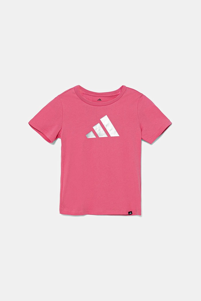 Dětské bavlněné tričko adidas JV5261 růžová AW25