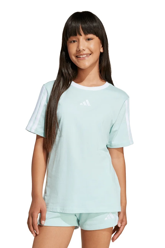 adidas t-shirt bawełniany dziecięcy aplikacja turkusowy JW8632