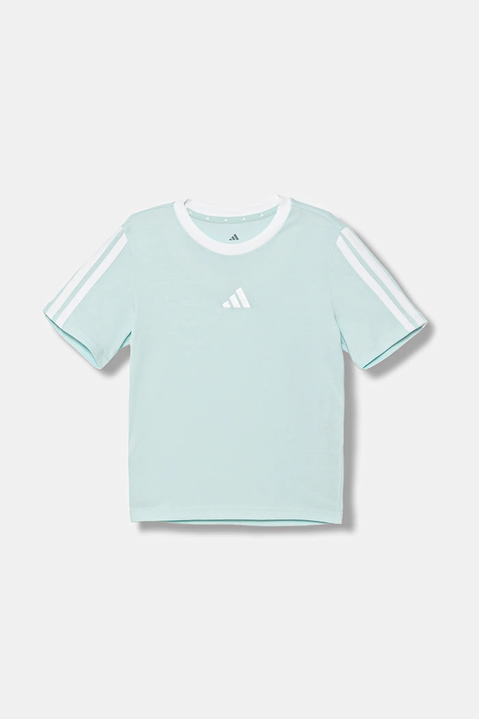 adidas t-shirt bawełniany dziecięcy JW8632 turkusowy AW25