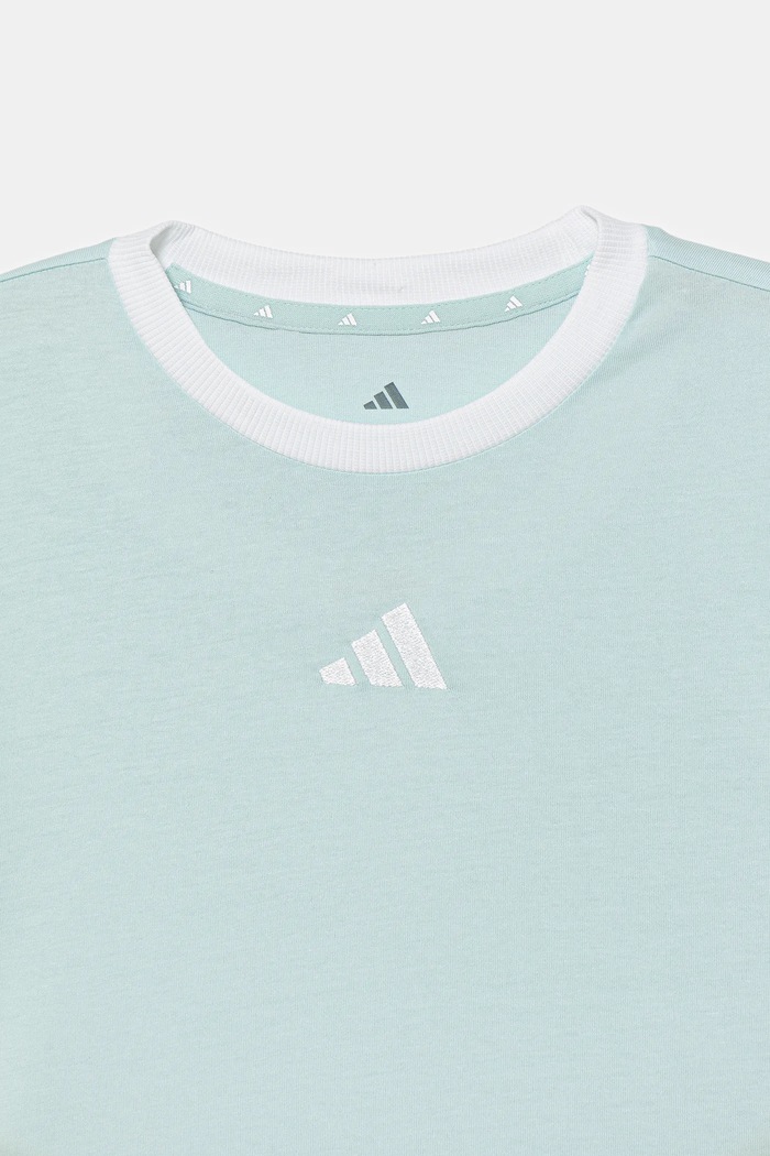adidas t-shirt bawełniany dziecięcy turkusowy JW8632