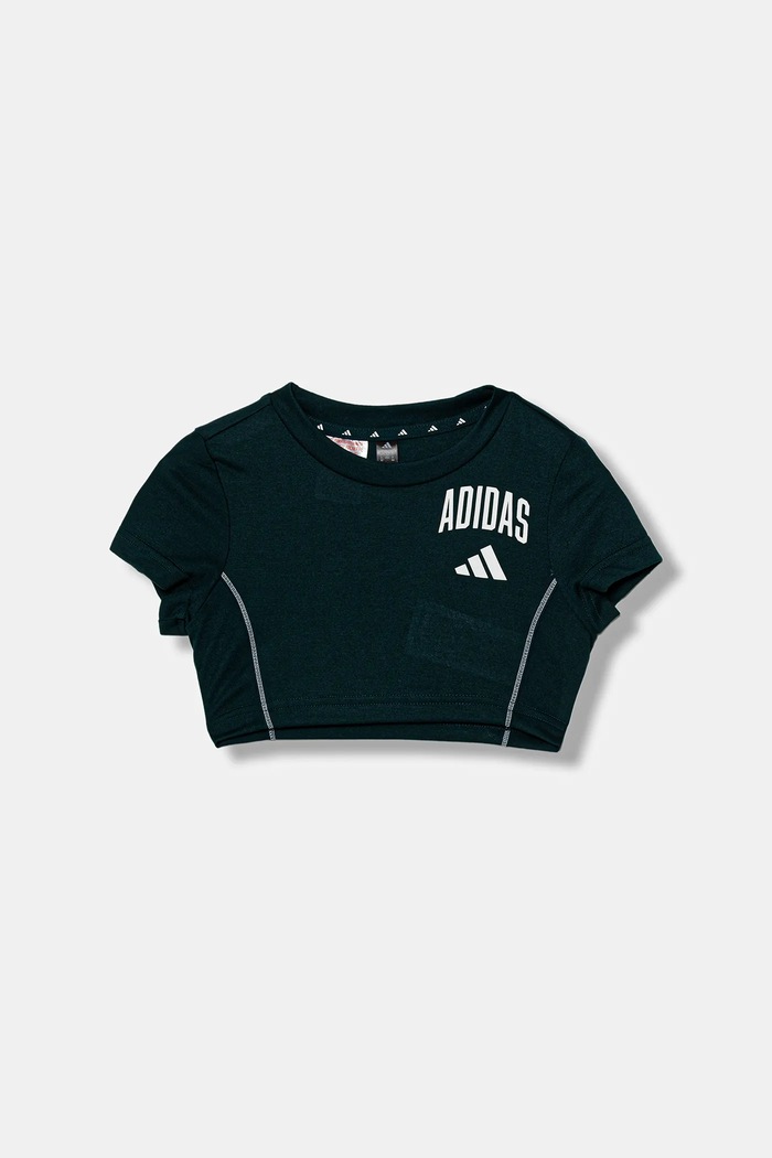 Detské bavlnené tričko adidas JW8657 zelená AW25