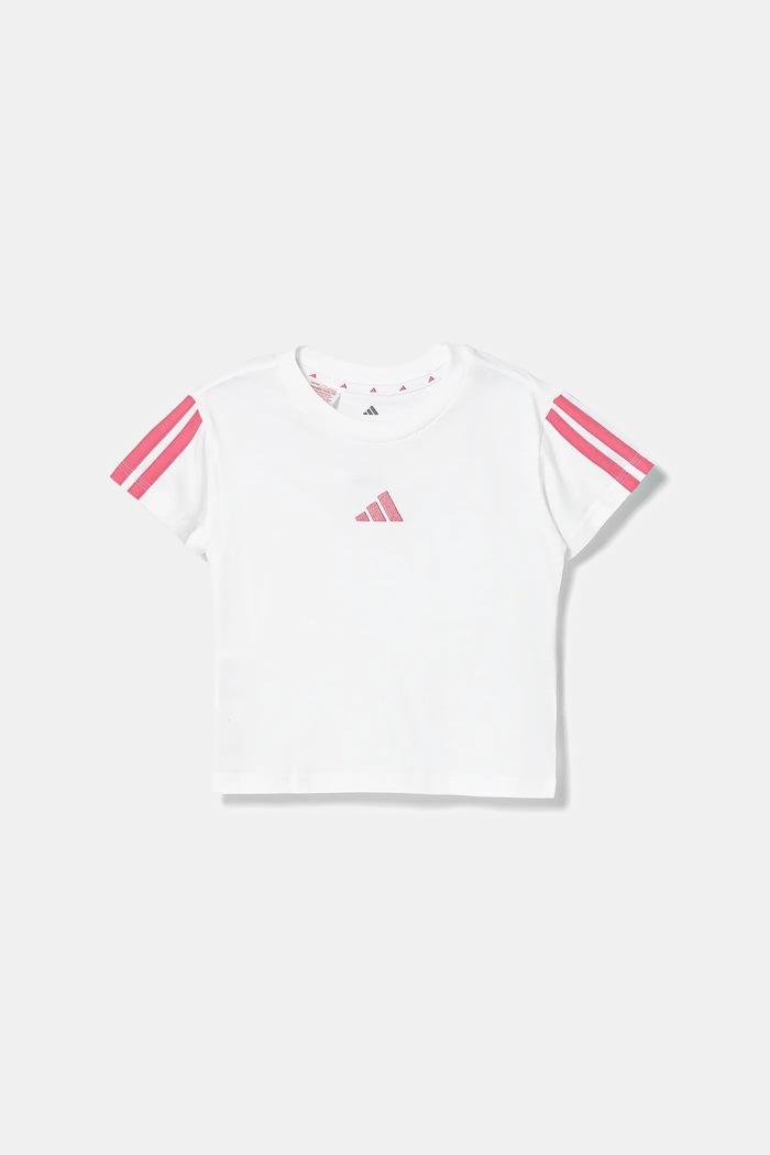 Παιδικό βαμβακερό μπλουζάκι adidas JY4973 λευκό AW25