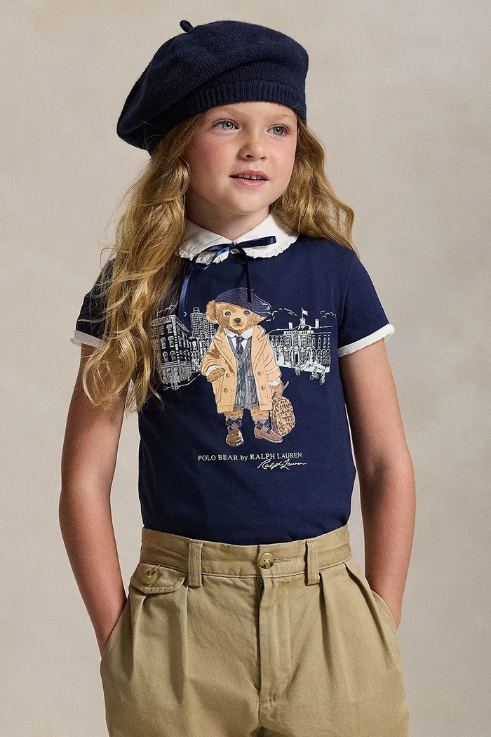 Polo Ralph Lauren t-shirt bawełniany dziecięcy okrągły granatowy 312979033001