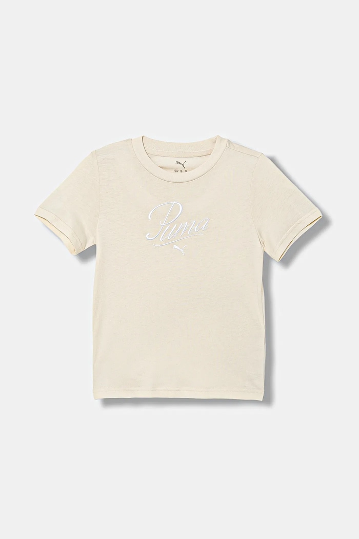 Παιδικό βαμβακερό μπλουζάκι Puma ESS SCRIPT Tee G βαμβάκι μπεζ 685805