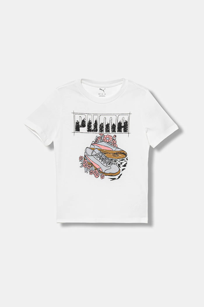 Dětské bavlněné tričko Puma GRAPHIC Sneaker Tee G kulatý bílá 688496