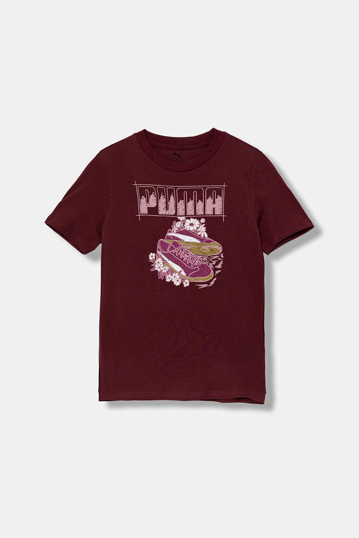 Puma tricou de bumbac pentru copii GRAPHIC Sneaker Tee G print burgundia 688496