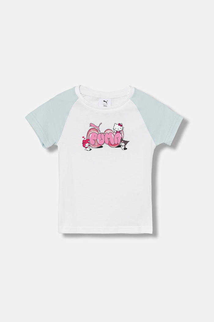 Puma t-shirt bawełniany dziecięcy PUMA X HELLO KITTY & FRIENDS Slim Tee nadruk biały 632391
