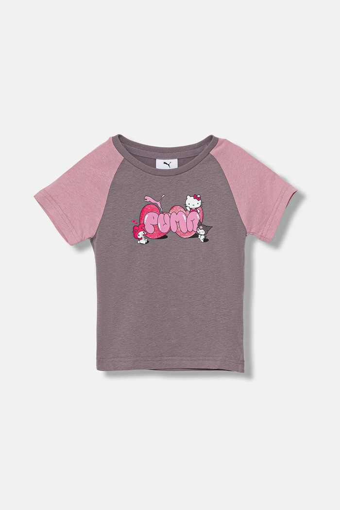 Puma t-shirt bawełniany dziecięcy PUMA X HELLO KITTY & FRIENDS Slim Tee nadruk fioletowy 632391