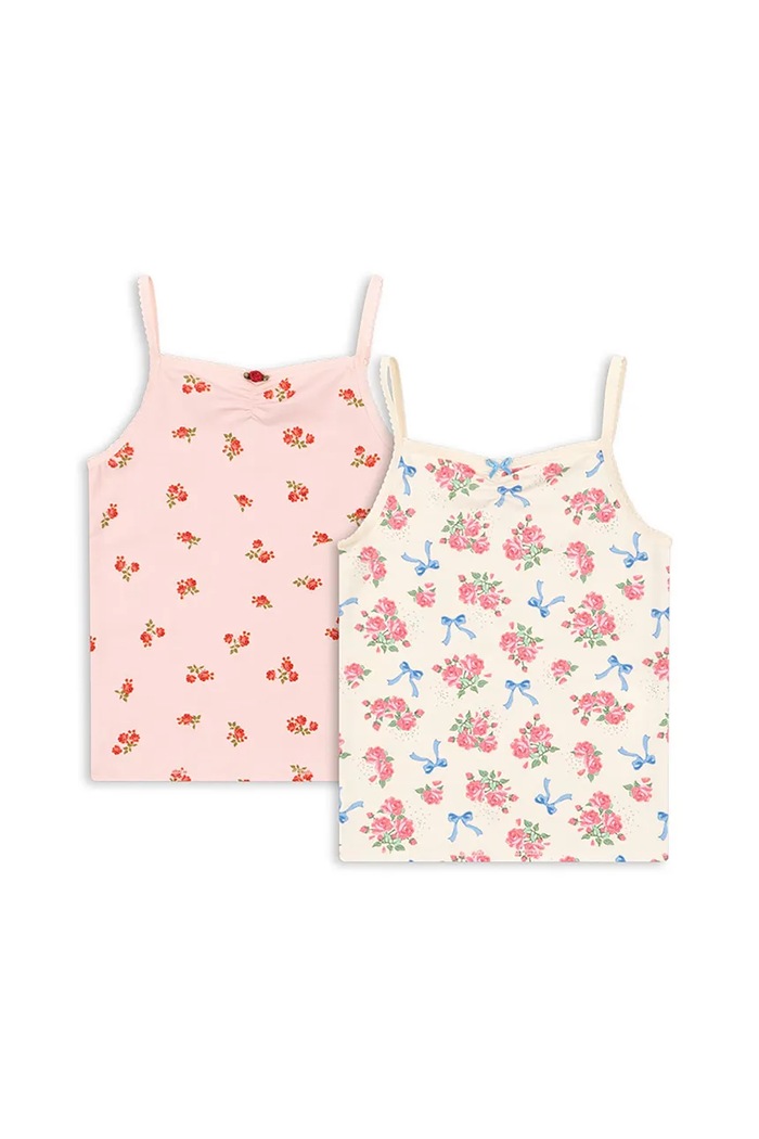 Konges Sløjd tricou fără mâneci BASIC 2 PACK STRAP TOP GOTS 2-pack cu modele roz KS103696.9BYA