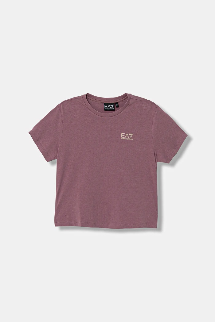 EA7 Emporio Armani tricou basic pentru copii cu bumbac print roz 7G000137.AF10373