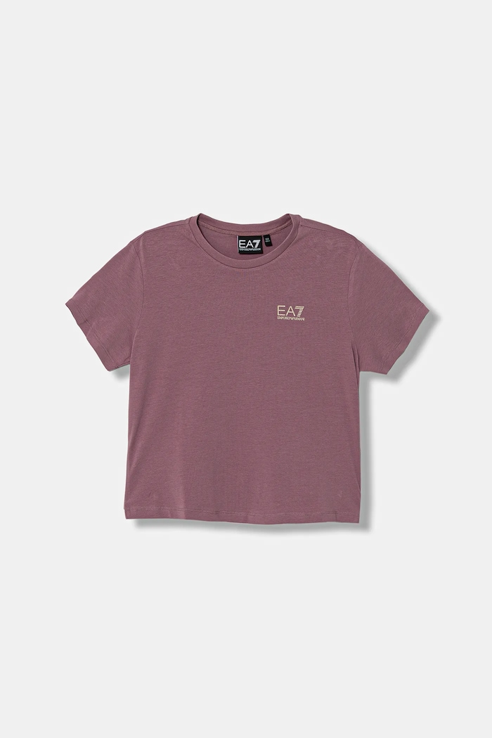 EA7 Emporio Armani tricou basic pentru copii cu bumbac print roz 7G000137.AF10373