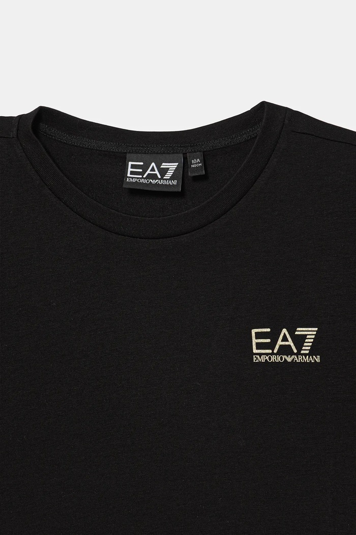 Dziewczynka EA7 Emporio Armani T-shirt basic dziecięcy z bawełną 7G000137.AF10373 czarny