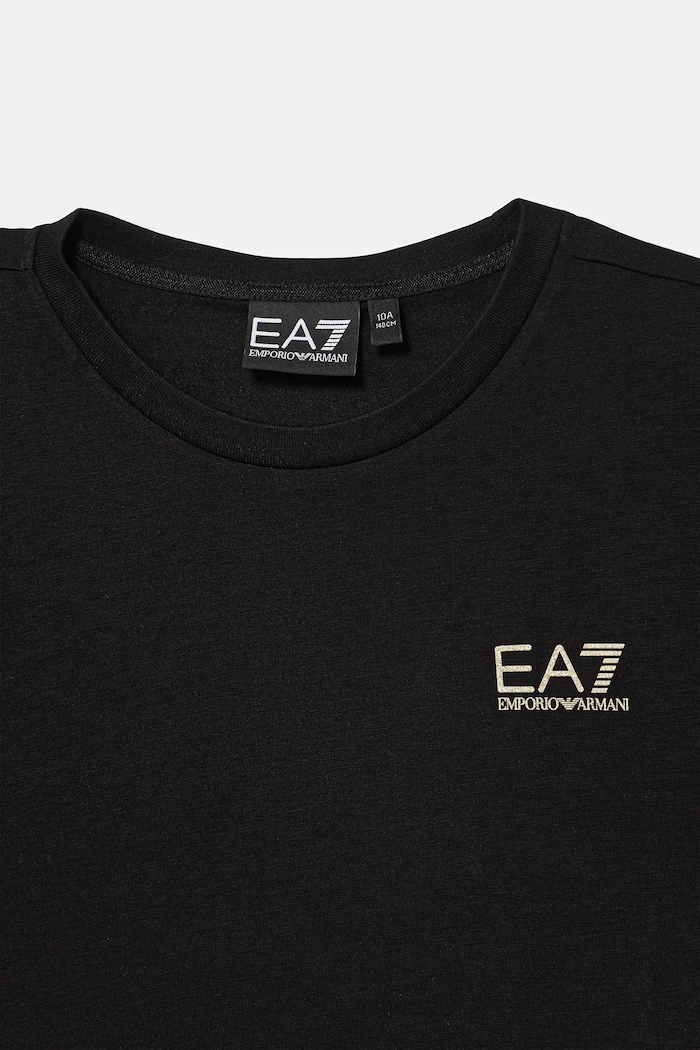 Dziewczynka EA7 Emporio Armani T-shirt basic dziecięcy z bawełną 7G000137.AF10373 czarny