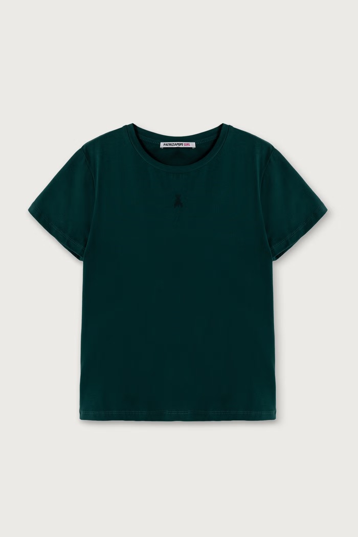 Patrizia Pepe Tricou basic pentru copii din bumbac cu elastan J331 verde 7M0951