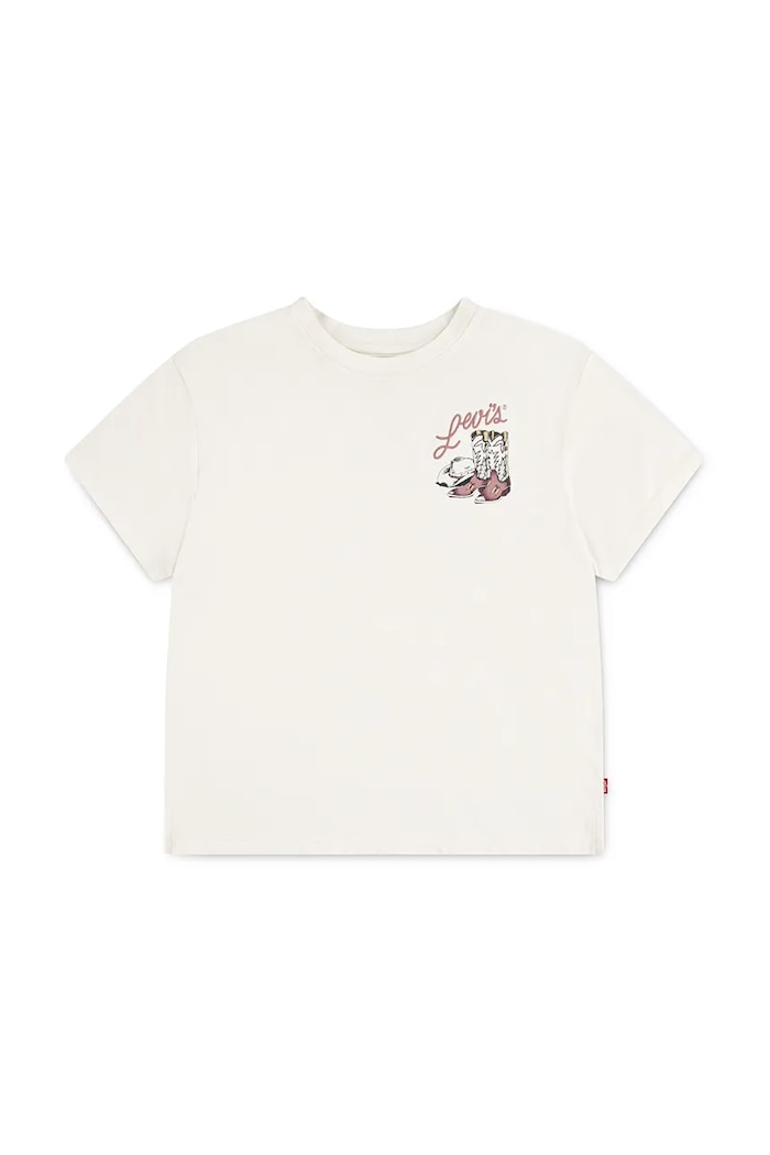 Dětské tričko Levi's WESTERN OVERSIZED TEE kulatý béžová 4EP074