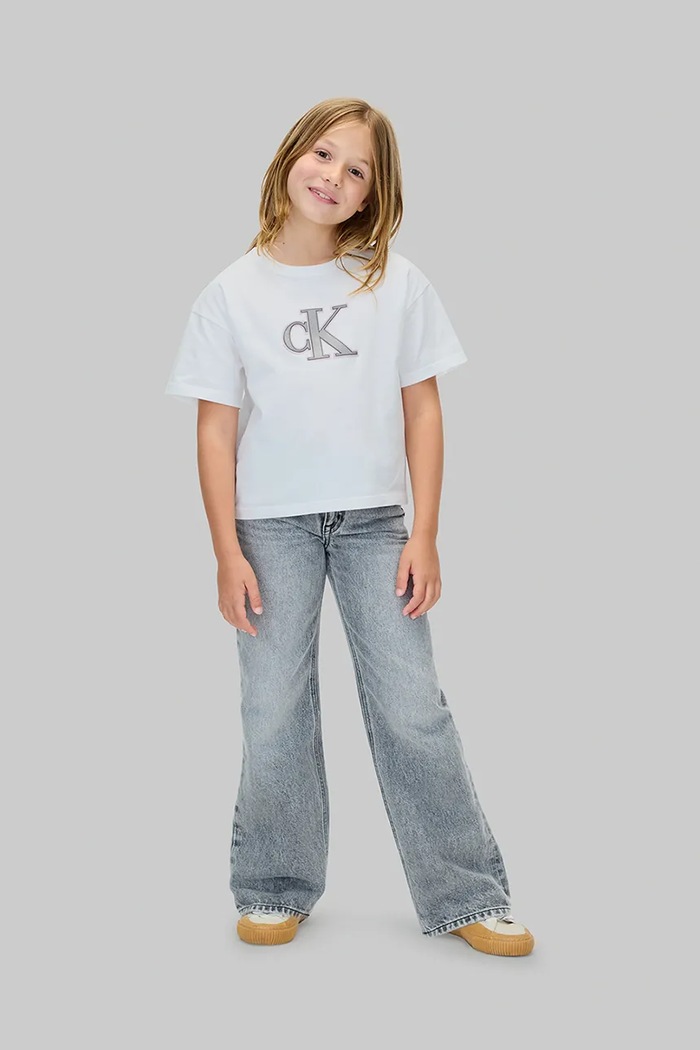 Dziewczynka Calvin Klein Jeans t-shirt bawełniany dziecięcy IG0IG03040.128.170.9BYA biały